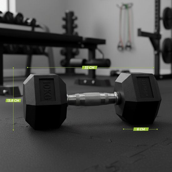 VirtuFit Hexa Dumbbell Pro - 10 kg - Hexagon Dumbbell - Durable et résistant - Entraînement musculaire - Poids - CrossFit & Fitness - Convient aux débutants et aux professionnels - Vendu à l'unité