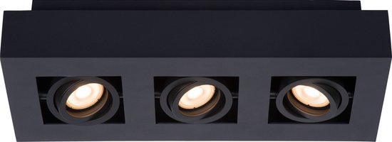 Lucide XIRAX - Spot de plafond (lampe de plafond) - LED à intensité variable vers une lumière chaude - GU10 (MR16) - 3 x 5 W 2200 K/3000 K - Noir
