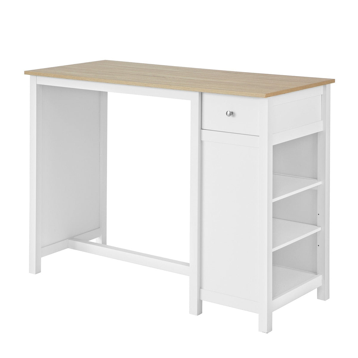 Table haute - SoBuy - Table de cuisine - Avec étagères de rangement - 120 x 55 x 90 cm - Blanc