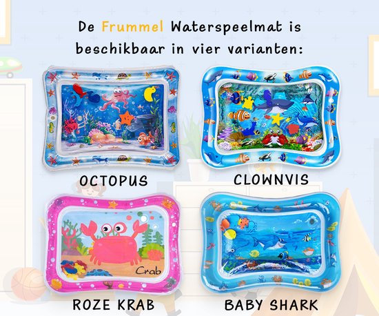 Frummel Water Playmat Baby - Matelas d'eau - Matelas de jeu - Gonflable - Jouets d'eau pour bébé - Cadeau de maternité - Poisson-clown
