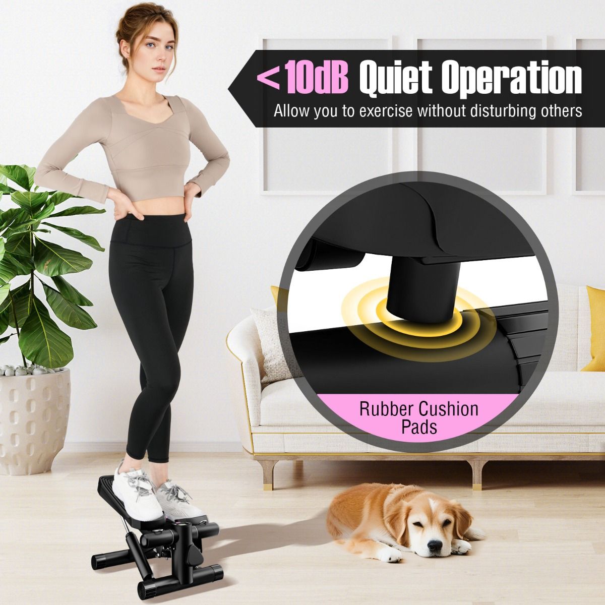 Mini-stepper Coast avec bandes de résistance - intensité réglable - compact et silencieux - noir