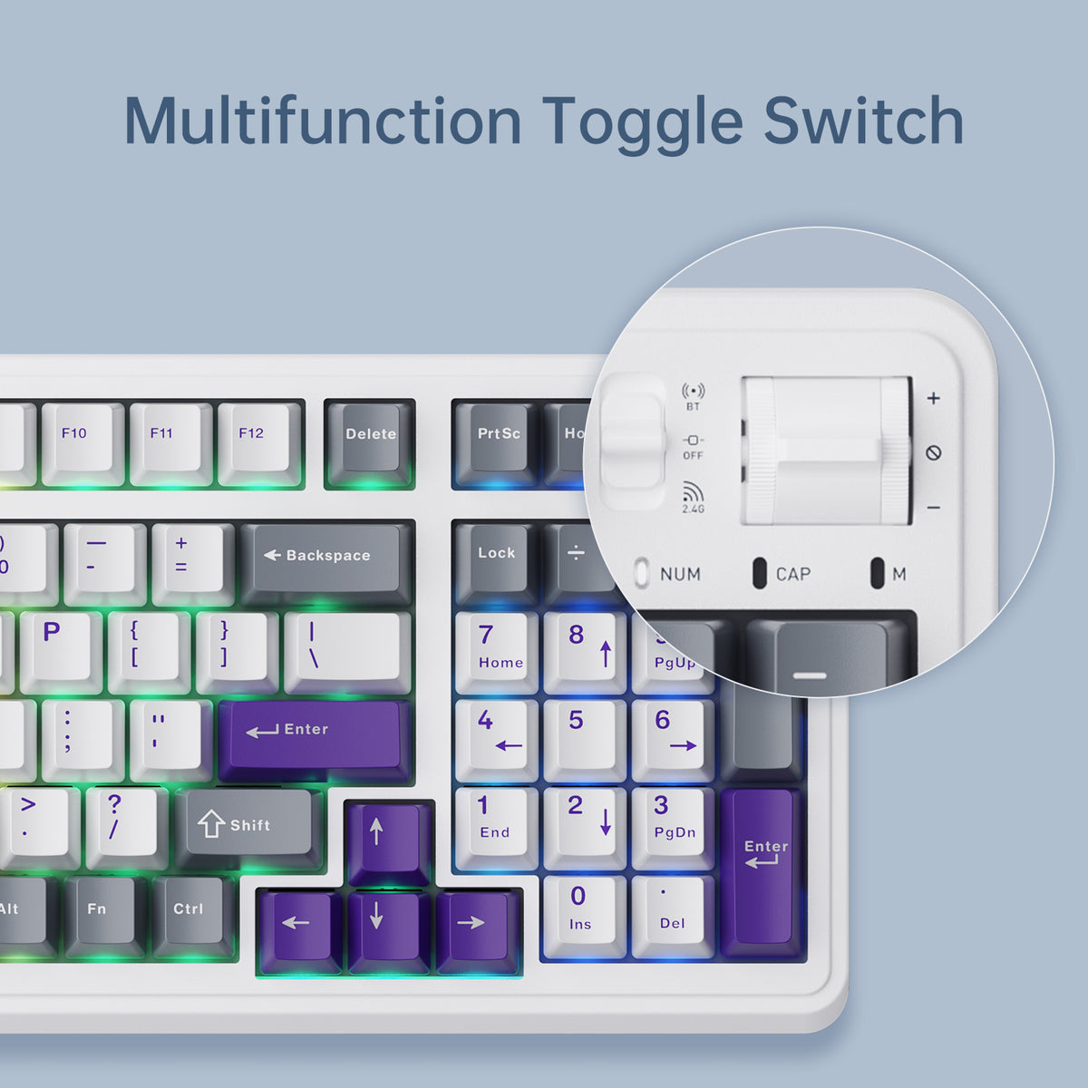 Clavier gaming mécanique Machenike KG98 - US QWERTY - violet/doré