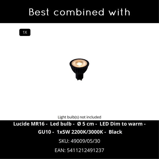 Lucide FAVORI - Suspension - Ø 9 cm - 1xGU10 - Noir