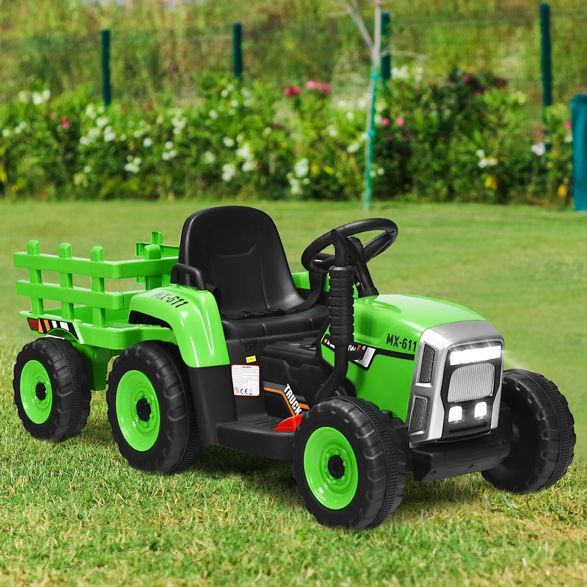 Tracteur pour enfants Coast avec remorque - 3 vitesses 12V - Vert