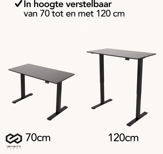 Infinity Goods Bureau assis-debout - électrique réglable en hauteur - 120 x 60 CM - noir