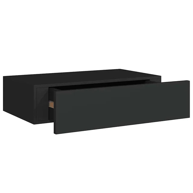 vidaXL Ensemble de 2 étagères murales avec tiroir - 40 x 23,5 x 10 cm - MDF et métal - Noir