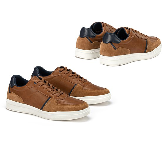 Baskets élégantes en cuir pour homme Milanoro - Taille 46 - Cognac