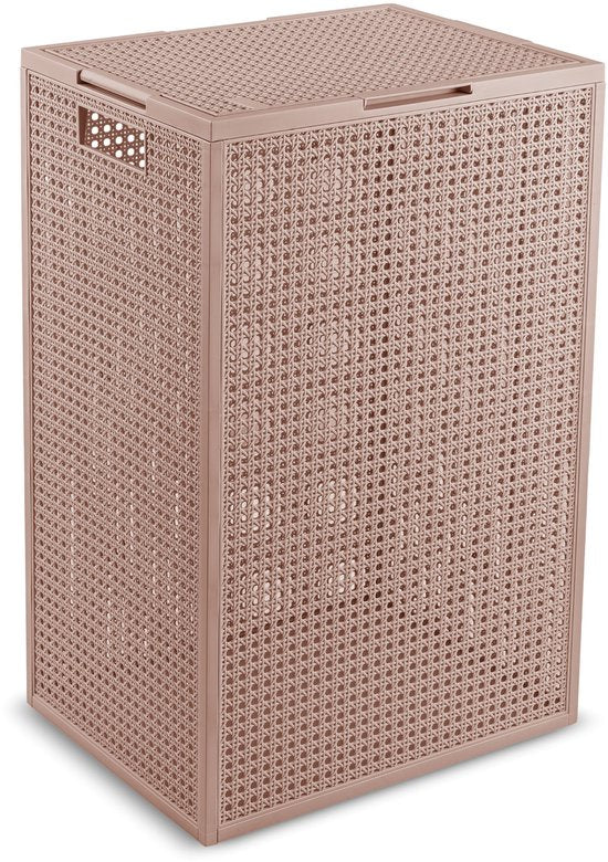 Panier à linge Curver Kaya avec couvercle - 60 L - 38 x 29 x 58,5 cm - Taupe chaud