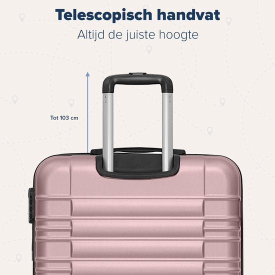 TRVLMORE Set de valises - 3 pièces - 38L Hand Luggage + 70L and 110L Spacious Luggage - Lightweight - Trolley - Travel Suitcase Set - Rose Gold
