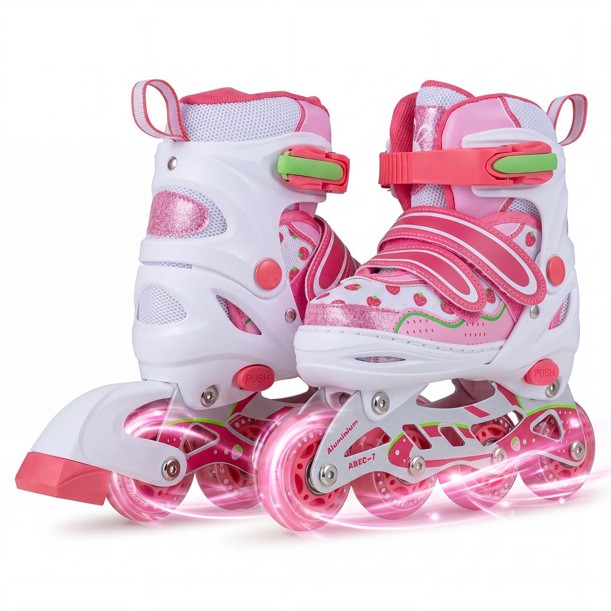 Rollers pour enfants Coast - Réglables sur 4 tailles - Roues lumineuses - Rose