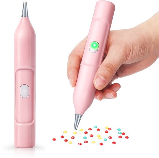 Rubye® - Stylo peintre électrique pour diamants - Avec technologie d'aspiration - Rechargeable via USB-C - Confortable à utiliser - Pour pierres rondes et carrées - Rose