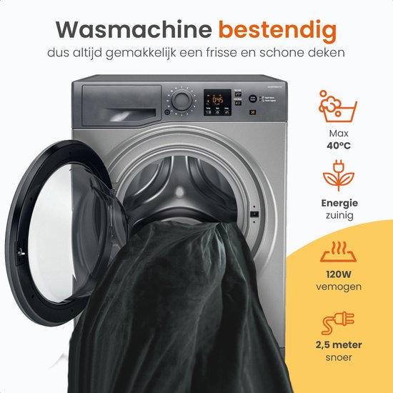 Goliving Plaid polaire électrique - Couverture chauffante - Couverture polaire chauffante - Couverture électrique - 3 niveaux de chaleur - Lavable en machine - 120 Watts - Cordon de 2,5 mètres - Flanelle Sherpa - 160 x 120 cm - Gris foncé