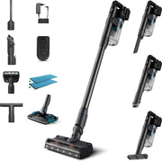 Aspirateur Philips avec fonction de lavage des sols XC8055/01 Aqua Plus - Sans fil et sans sac - Buse d'aspiration avec éclairage LED - Aspirateur à main - Autonomie de la batterie jusqu'à 80 min - Léger - Bleu