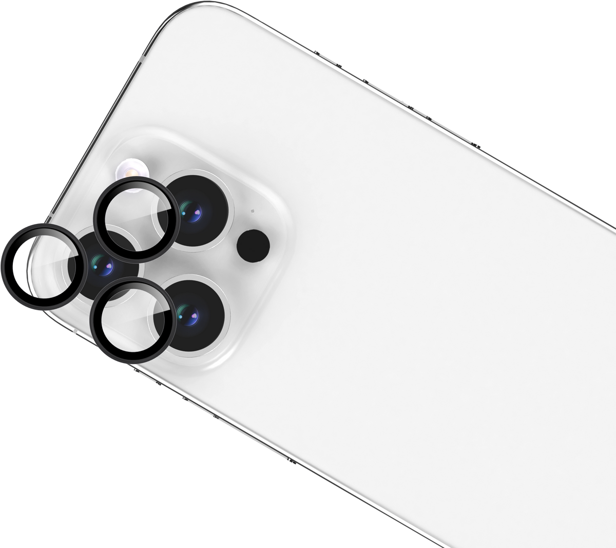 BeHello - Protection de l'objectif de l'appareil photo - Convient à l'iPhone 15 Pro et 15 Pro Max et 14 Pro et 14 Pro Max - Comprend une protection individuelle de l'objectif et un cadre en aluminium - Pour Apple iPhone - Aluminium noir et verre transpare