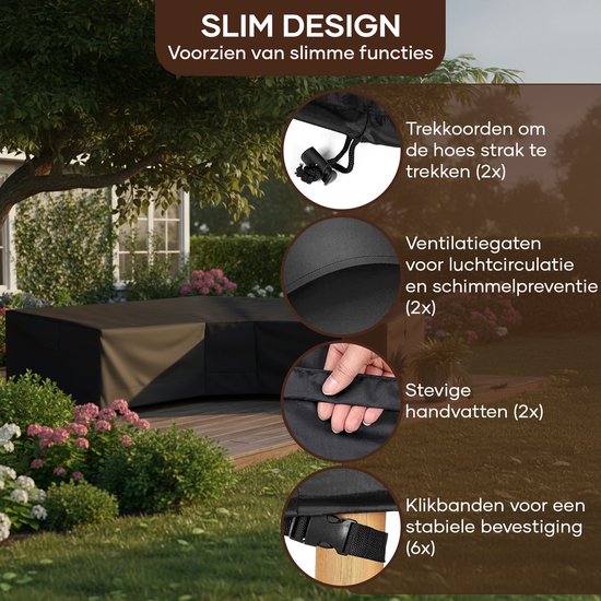 Housse de protection Villux pour banc de jardin - Housse de protection pour mobilier de jardin - Housse pour mobilier de jardin - Housse pour salon de jardin - Salon de jardin - Imperméable - Housse pour salon de jardin - 420D - 300/98 x 300/98 x 70 cm