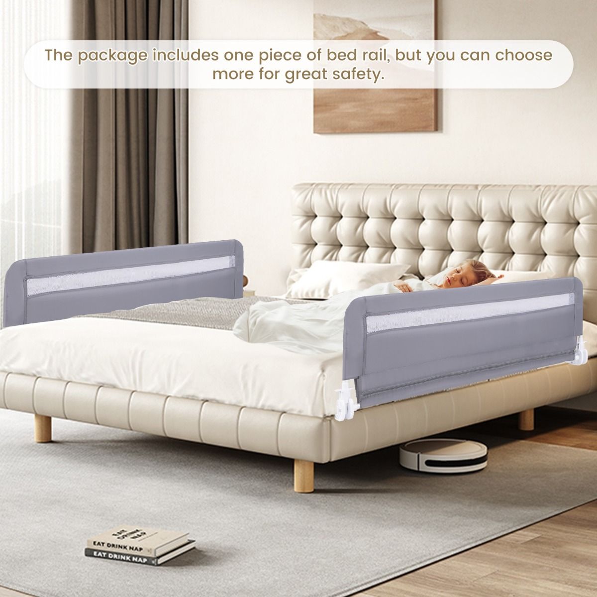 Barrière de lit Coast pour tout-petits - modèle pliable - housse amovible et lavable - gris - 120 cm
