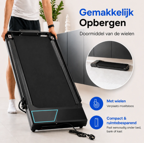 Tapis de course électrique Sportfloww - 1-12 km/h - Inclinaison de 9 % - Pliable - Application et télécommande - Noir