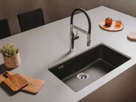 Robinet de cuisine sans marque avec douchette extractible - Chrome/Noir