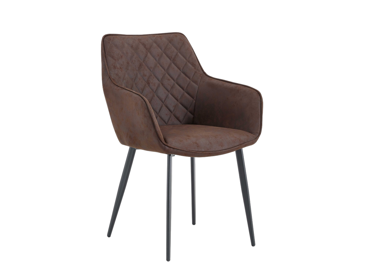 Chaise de salle à manger Multifurn Elin - Lot de 2 - Micro-cuir marron