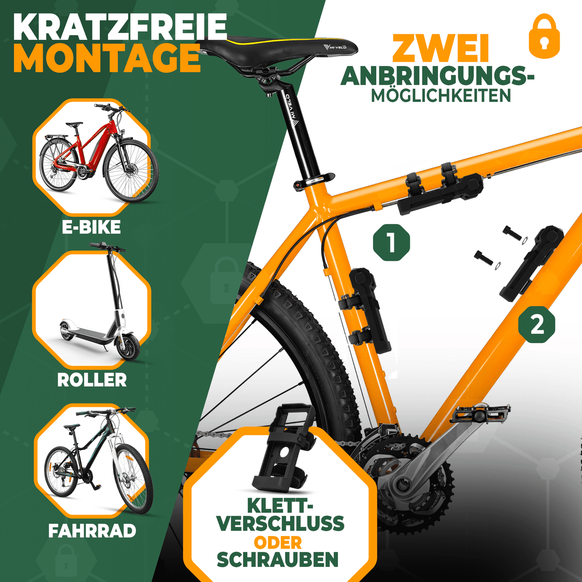 MIVELO - Serrure pliante avec code à combinaison - 85 cm de long - Niveau de sécurité 08/10 - Acier au carbone - Noir