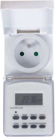 Perel Minuterie hebdomadaire, numérique, 230 V, 32 A, 3600 W, IP44, pour usage extérieur, mise à la terre française type E, blanc
