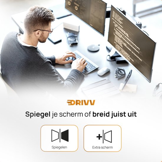 Drivv. Câble HDMI Premium 2.1 - Ultra HD - 8K 60Hz - 4K 120Hz - Convient à Xbox Series X & PS5 - 1 mètre - Orange
