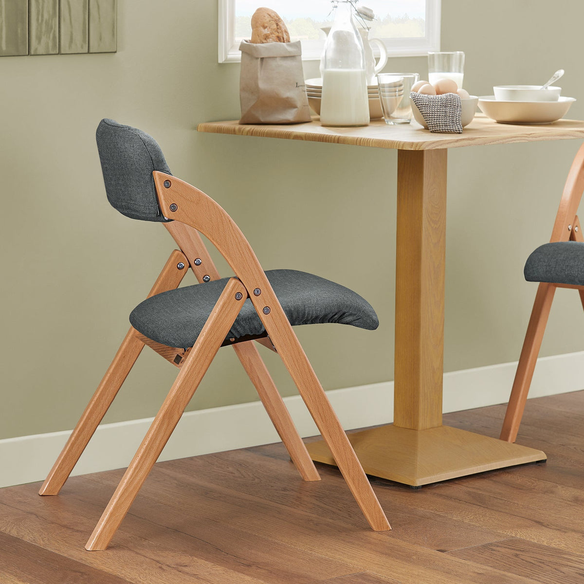 SoBuy Chaise pliante en bois avec assise rembourrée - 47x57x79 cm - Bois de hêtre