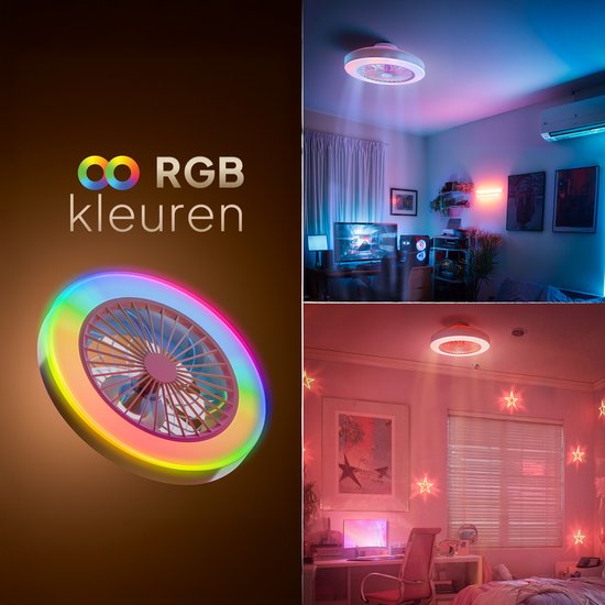 Ventilateur de plafond Avacy avec éclairage - Ventilateur-plafonnier - Plafonnier - LED RGBW - Tuya Wi-Fi Smart - Télécommande - ⌀ 50 cm - Blanc