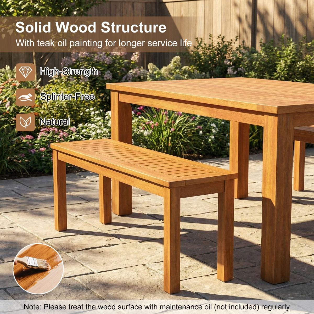 Banc de jardin Coast pour 2 personnes - bois massif - assise à lattes - couleur naturelle - 120 cm
