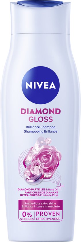 Shampoing NIVEA Diamond Gloss Care - aux particules de diamant - à l'huile de macadamia - Shampoing - Format économique - 6 x 250 ml