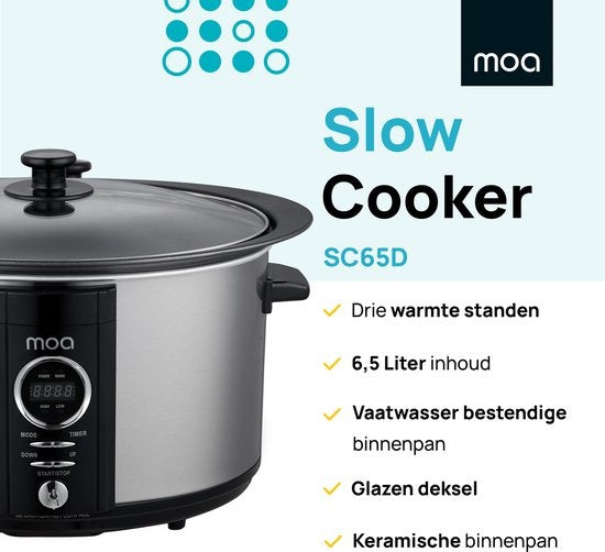 Mijoteuse MOA Digital 6,5 litres - acier inoxydable - sans BPA - SC65D