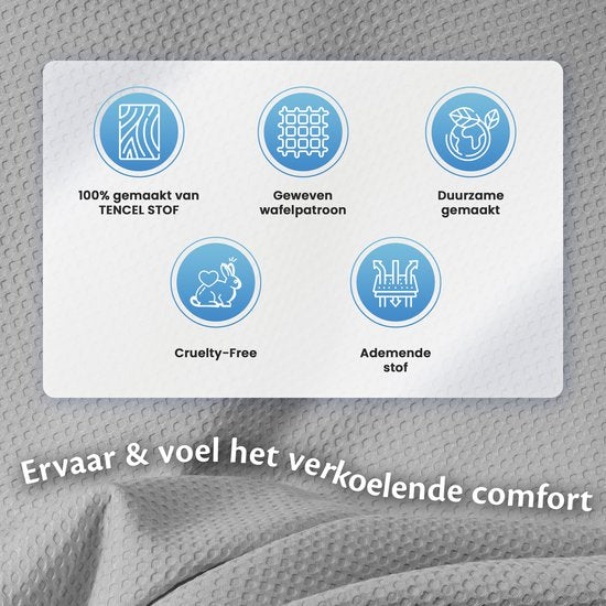 Ella® Couverture rafraîchissante 200x200 cm - 100% Bio-Tencel - Couverture auto-refroidissante - Couverture rafraîchissante - Couette d'été - Gris clair