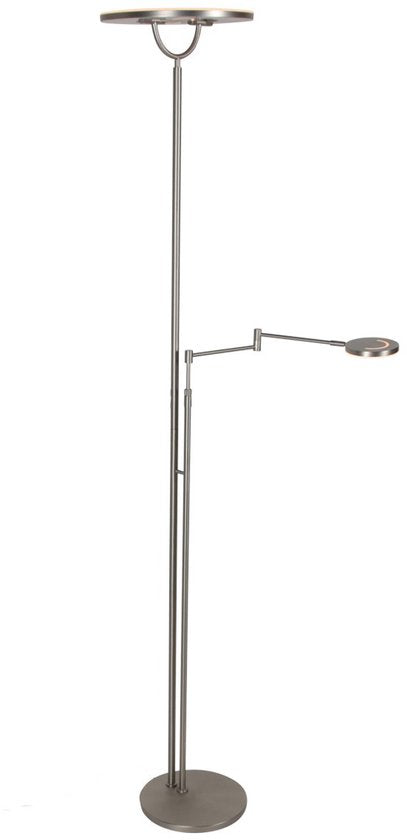 Lampadaire couleur acier 4386ST - Soleil 2 avec bras orientable et inclinable, hauteur 185 cm, acier moderne, 6 500 lumens, Steinhauer Exclusive