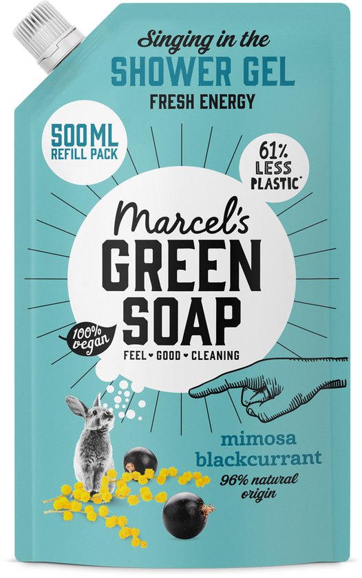 Recharge de gel douche Marcel's Green Soap - Mimosa et cassis - 6 x 500 ml