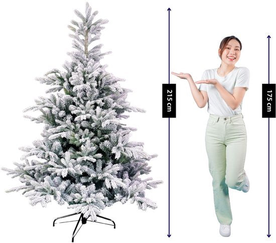 Black Box Trees Grimshaw Boom - Sapin de Noël avec effet givré - Décoration de Noël d'intérieur - Sapin artificiel à charnières - H 215 x Ø 152 cm - Vert