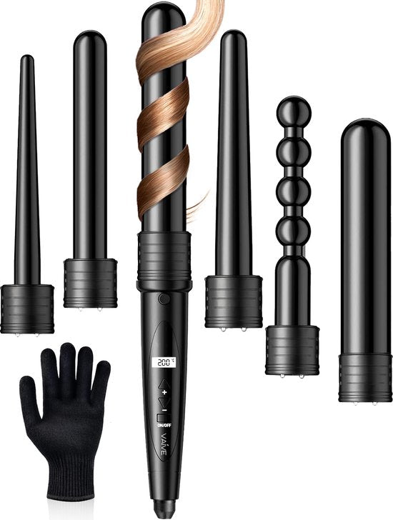 VAIVE Fer à boucler avec 6 accessoires - Fer à boucler - Fer à boucler - Fer à boucler - 32mm - 19mm - 25mm
