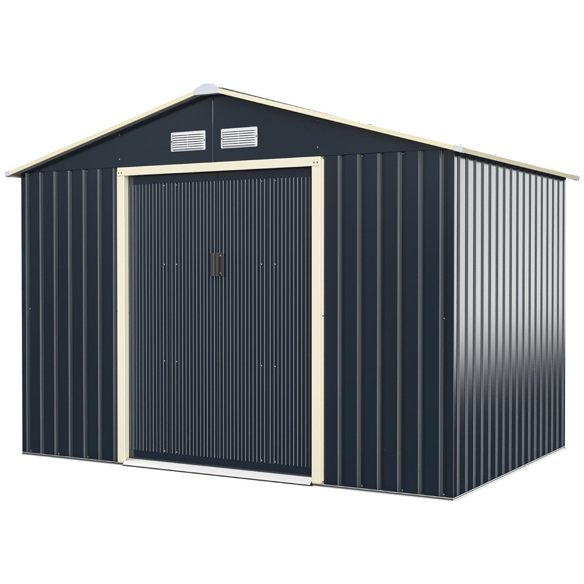 Abri de jardin côtier en acier coquilles polyvalentes 277 x 202 x 191 cm gris