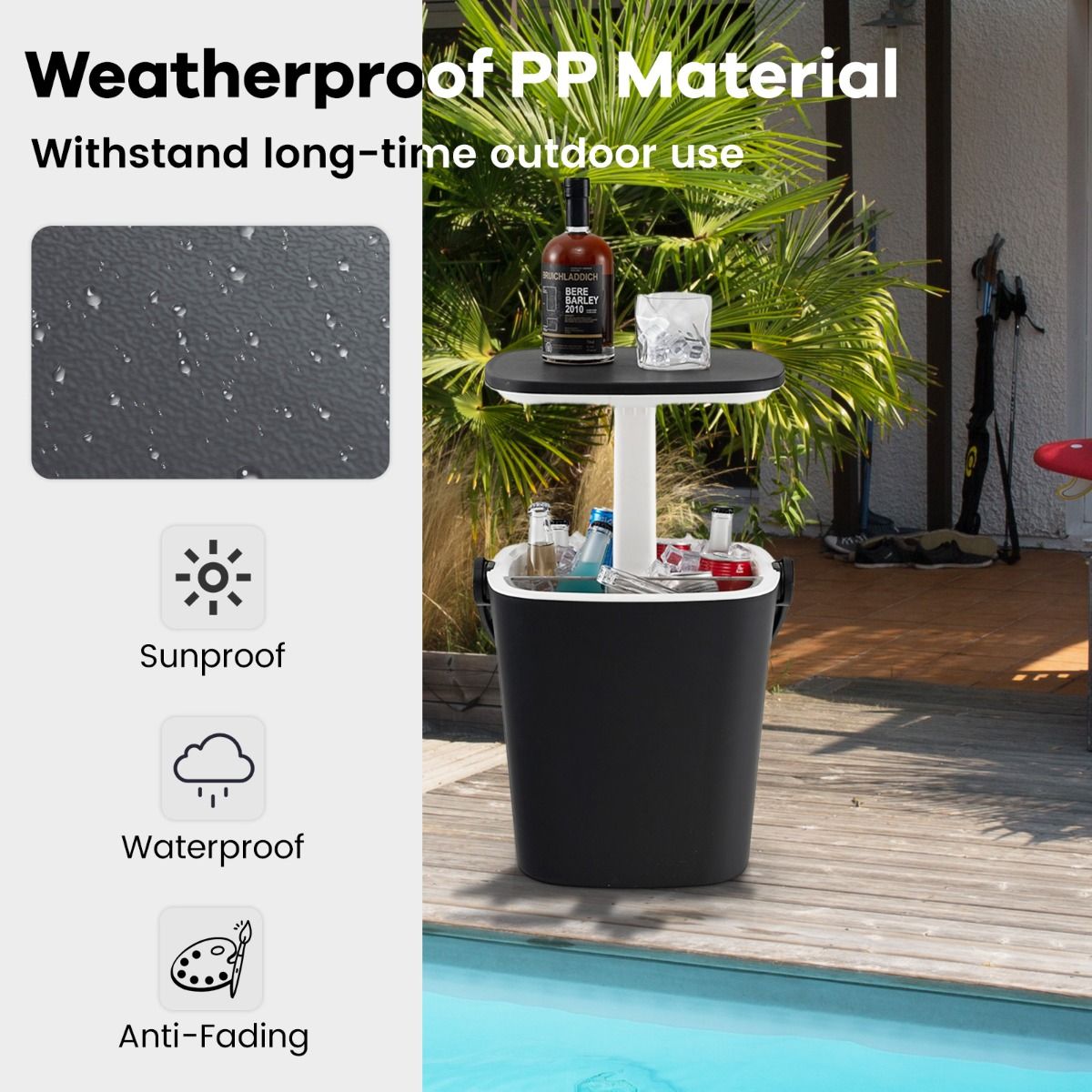 Table réfrigérante d'extérieur Coast 3-en-1 - avec décapsuleur et poignée - 15 litres - bleu/noir
