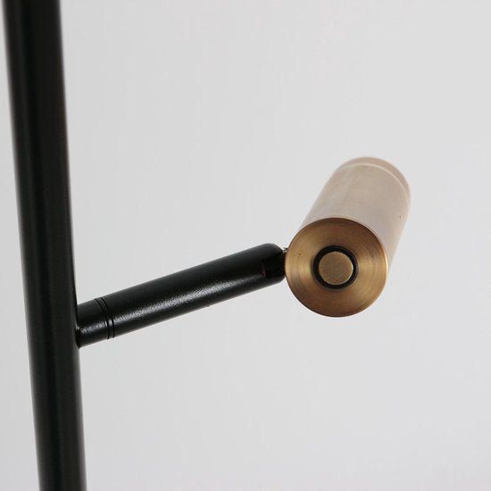 Lampe sur pied Lumo 4608BR - Lampe de lecture moderne à deux lumières en métal avec des touches de bronze, hauteur 125 cm, orientable et inclinable, marque Mexlite