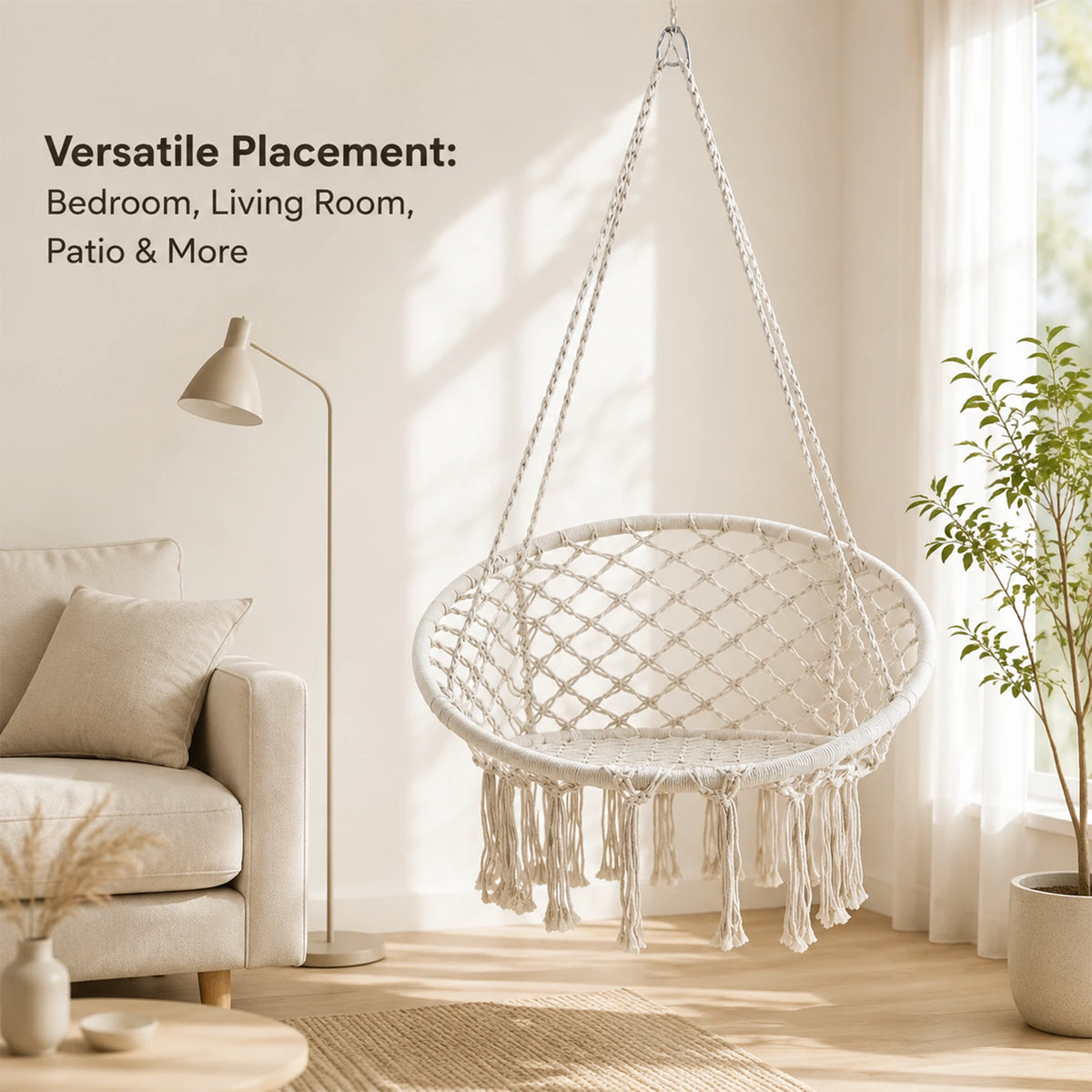 Fauteuil suspendu Terrabeta en polycoton - beige