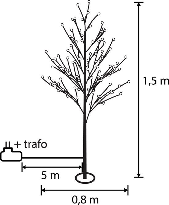 Luca Arbre à lumière avec éclairage LED blanc classique - H150 x Ø80 cm - Métal - Noir