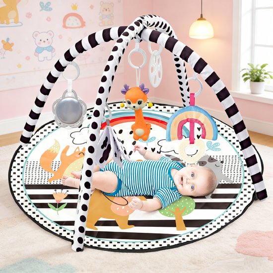 FUEGOBIRD - Tapis d'éveil pour bébé - Adorables petits animaux - Gym de luxe - Jouet interactif et à saisir aux couleurs vives - Superbes sons - Jeu favorisant le développement des bébés à partir de 2 mois