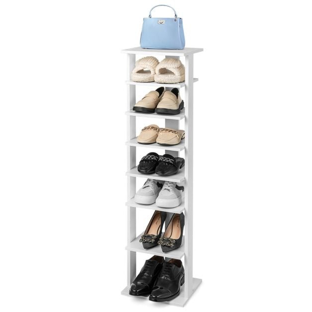 Coast étagère à chaussures en bois 8 étages - 28,5 x 25,5 x 110 cm - blanc