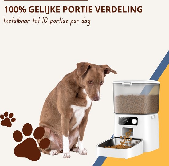 Mangeoire intelligente Oneisall PFD-001 Pro CW15010 - Connexion Wi-Fi - Mangeoire automatique - Sans fil - Blanche - Distributeur automatique de nourriture - Chats et chiens - Croquettes - Contrôle précis des portions - Réservoir de 3,5 L - Avec applicati