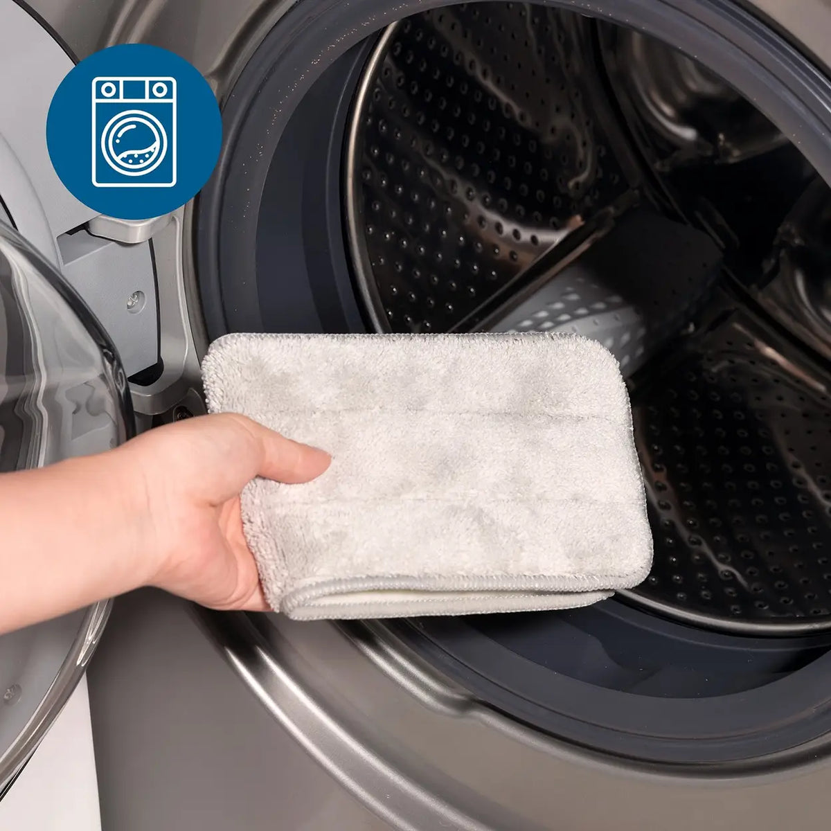 Serpillière en microfibre emmama - lot de 4 - manche de 155 cm - 2 tampons lavables