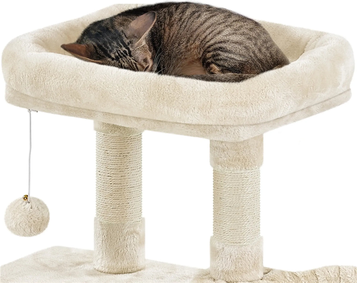 Yaheetech : Arbre à chat avec grotte et lit - 96 cm de haut - 80,5 x 39,5 cm - Beige