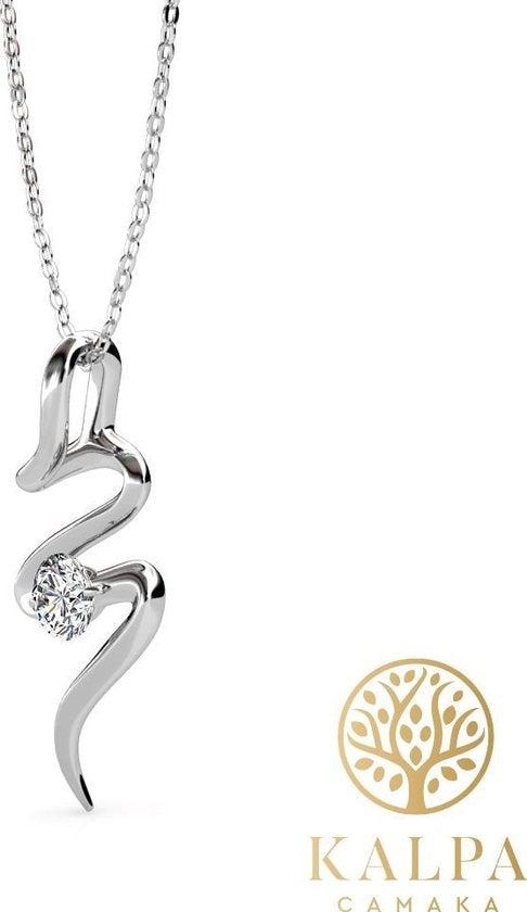 Yolora Collier femme avec pendentif - Cristal Kalpa Camaka - Argent - Plaqué or blanc 18K