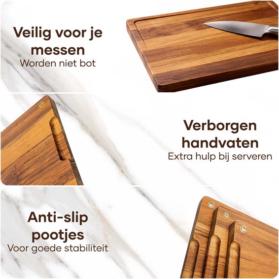 Planche à découper Villux - Lot de planches à découper avec support - Planche à découper en bois - Planches à découper - Planche à découper en teck - Planche à découper en bois - Lot de planches à découper - Planche à tapas - Planche à apéritif - Planche