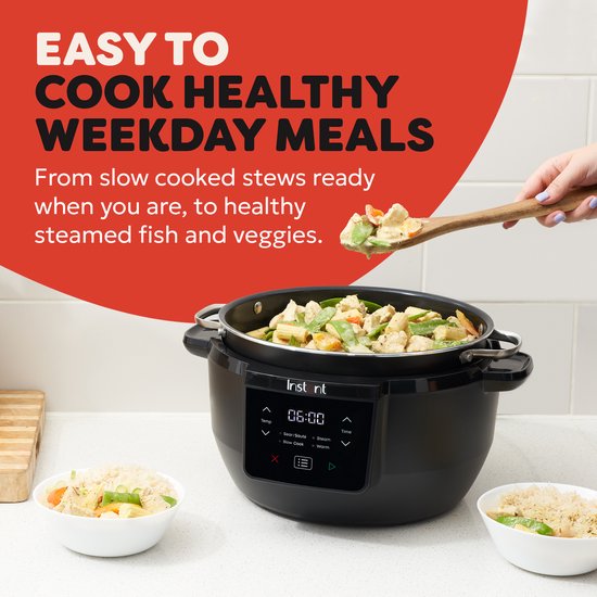 Mijoteuse Instant Pot Superior 7,2 L - Mijoteuse 4-en-1 - Sauter - Cuisson à la vapeur - Maintien au chaud - Jusqu'à 10 portions - Cuisson tout-en-un