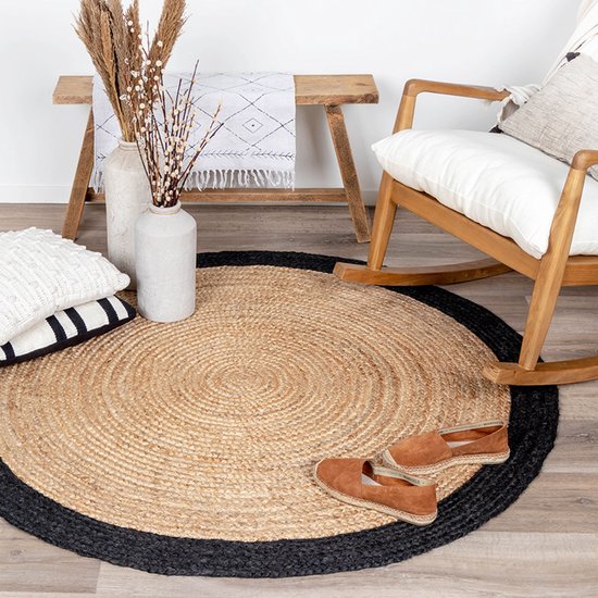 Tapis en jute NATURL. - Fair Rond Naturel/Noir - Ø 120 cm